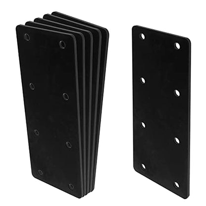 6 Pcs Black Flat Straight Mending Plate, 6-1/2" x 2-5/8" Steel Bracket