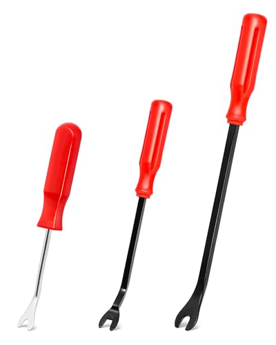 3Pcs Auto Fastener Remover Trim Rivet Removal Tool Kit for Car Door Panel Dashboard (Red) - color: Red