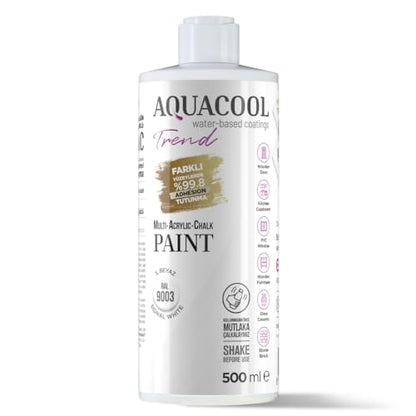 Aquacool Trend MAC All-in-One Furniture Paint – No Sanding No Primer, Chalk Paint for Cabinets, Wood, Tile & Countertops | Self-Leveling Matte | 16.9 fl oz, 53 sq ft| 9003 S. White - color: Ral 9003 Signal White