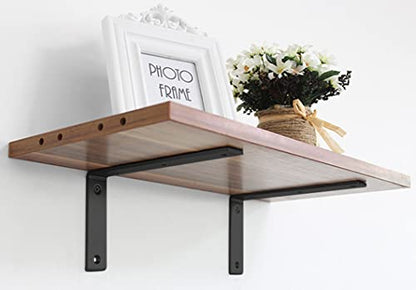 Heavy Duty Shelf Brackets 8 inch Rustic L Black Shelf Brackets 8 x 6 inches Metal Iron Industrial Shelf Bracket - L8 x H 6" x W 1.5" - 4 Pack - style: 8x6inch