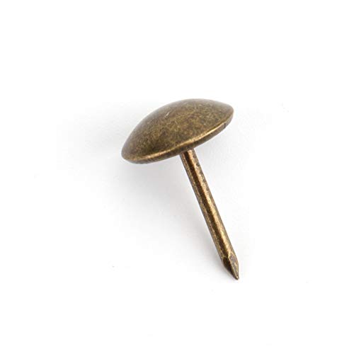 Kingrol 500 Count Upholstery Nails Pins, 7/16"/11mm Antique Brass Finish Furniture Tacks Upholstery Tacks (Pack of 2) - size: 7/16" (Pack of 2)
