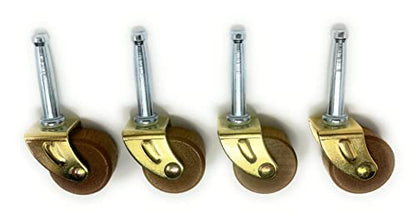Metal Magery Small 1 1/4" Hardwood Casters Pack of 4 Vintage Antique Furniture Casters