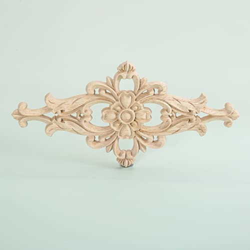 2Pcs Wood Carved Appliques Furniture Decorative Onlays Wooden Carving Decals - size: 2-Pack, 8 x 4 inches