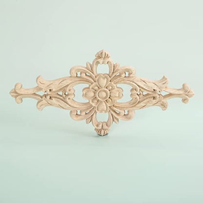 2Pcs Wood Carved Appliques Furniture Decorative Onlays Wooden Carving Decals - size: 2-Pack, 8 x 4 inches