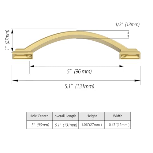10 Pack 3.75 Inch Cabinet Handles Gold Cabinet Pulls - color: Gold, size: 3.75 inch（96mm）, style: 10 Pack