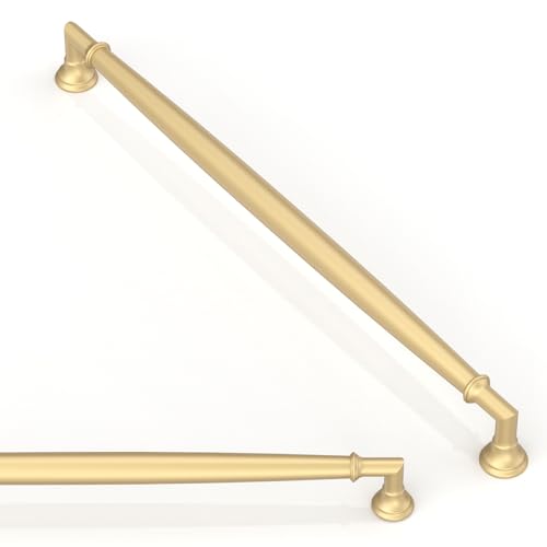 10 Pack Brushed Gold Cabinet Pulls 10 Inch(254mm) Kitchen Cabinet Handles Solid Zinc Alloy Cabinet Hardware Drawer Pulls - color: Brushed Gold, size: 10" Hole Center