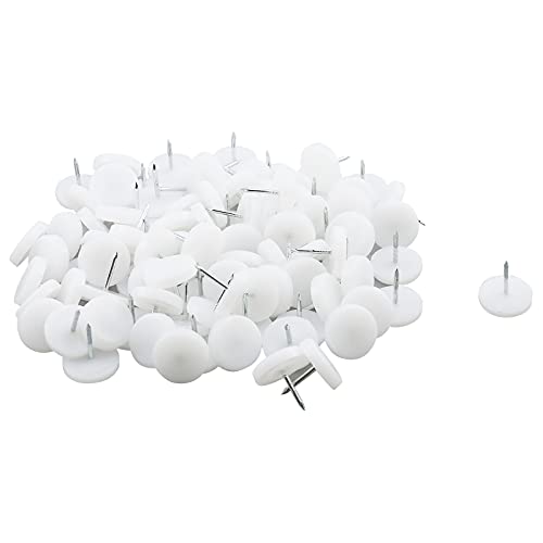 Antrader Furniture Feet Nail, 100Pcs 7/8" Nail-on White Nylon Slider Glides - color: White, size: 22 mm (100 count)