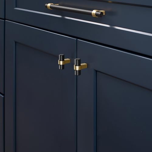 Design House Emery Cabinet Knob, Matte Black, Satin Gold - color: Matte Black/Satin Gold, size: One-Size Knob 5-Pack, style: Emery
