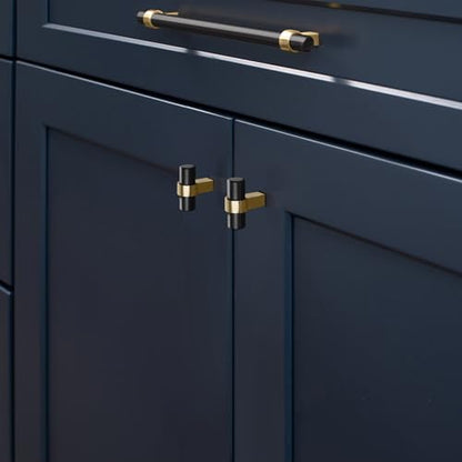 Design House Emery Cabinet Knob, Matte Black, Satin Gold - color: Matte Black/Satin Gold, size: One-Size Knob 5-Pack, style: Emery