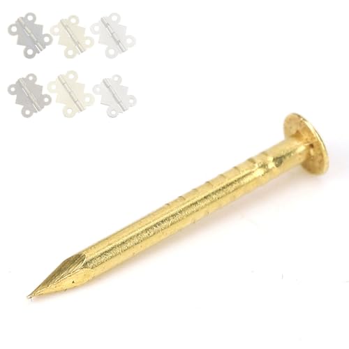 HEEPDD 100Pcs Brass Escutcheon Tacks Pins, Round Head Brad Nail 18mm Length - color: 18mm Length