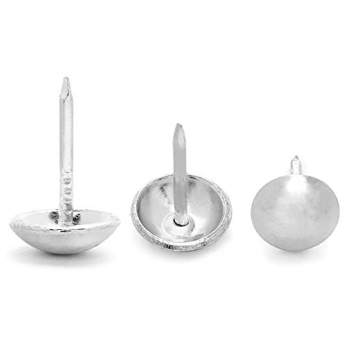 Jiozermi 300 Pcs Upholstery Tacks, Silver, 0.43'' Round Head - color: Silver, size: 0.43" x 0.67" / 11 x 17 mm
