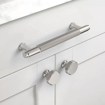 10 Pack Brushed Nickel Knurled Cabinet Knobs Round Drawer Pulls - color: Brushed Satin Nickel