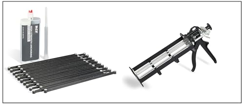 Rhino Carbon Fiber RCF-CCLK Concrete Crack Lock Kit - 20 per Pack with Dual Cartridge Epoxy Gun - style: Repair Kit + Cartridge Gun