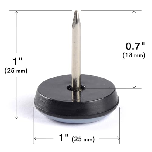 Chair Glides X-Protector –1" Furniture Glides 24 pc – Nail-on Chair Sliders - size: 1" 24 PCS Grey