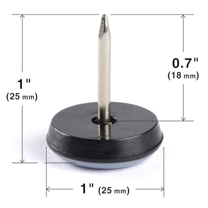 Chair Glides X-Protector –1" Furniture Glides 24 pc – Nail-on Chair Sliders - size: 1" 24 PCS Grey