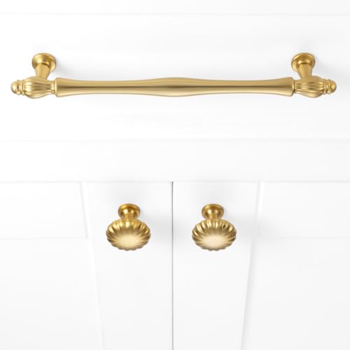 Brushed Gold Cabinet Knobs Round Cabinet Pulls 10 Pack 2510 - color: Brushed Gold, size: Single Hole