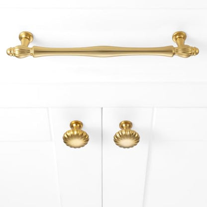 Brushed Gold Cabinet Knobs Round Cabinet Pulls 10 Pack 2510 - color: Brushed Gold, size: Single Hole