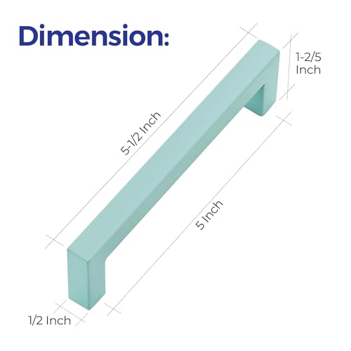 Ravinte Green Square Cabinet Handles Drawer Pulls,5 Inch,5 Pack - color: Green