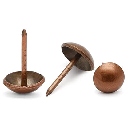 Jiozermi 300 Pcs Upholstery Tacks, Red Bronze, 0.43'' Round Head - color: Red Bronze, size: 0.43" x 0.67" / 11 x 17 mm