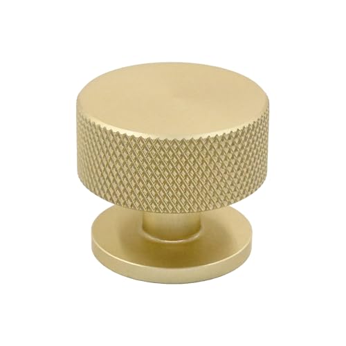 Alzassbg Brushed Gold Knurled Round Cabinet Knobs 10 Pack, AL6023MGP - color: Brushed Gold, size: 10 Pack