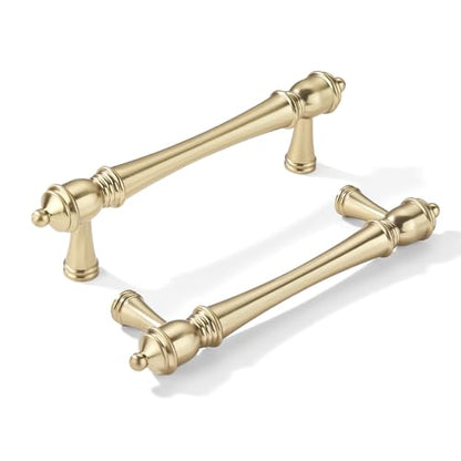 khtumeware 10 Pack 3 inch(76mm) Hole Center Brushed Gold Cabinet Pulls Heavy-Duty Solid Matte Gold Cabinet Hardware Drawer Pulls Hardware Suitable for Kitchens bathrooms and Dressing Tables - color: Brushed Gold, size: 3inch(76mm) hole center