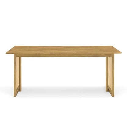 Mid-Century 3-Piece Dining Set with 2 Benches, 71 Inch, Natural - color: Natural