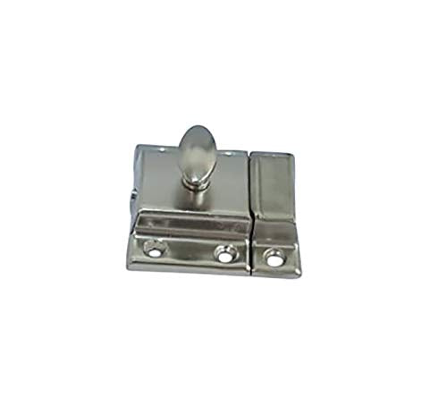 QCAA Oval Turn Cabinet Latch, for Cupboard & Other Furniture, Small, Satin Nickel, 1 Pack, Made in Taiwan - color: Satin Nickel, size: 1pack-small