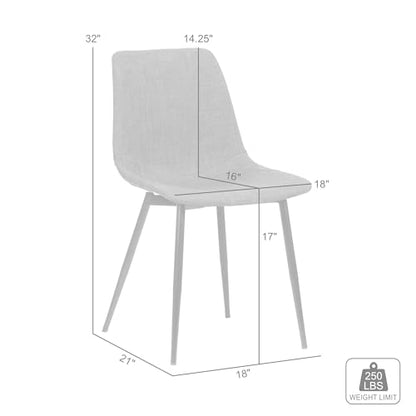 Armen Living Monte Mid Century Modern Dining Accent Chair for Table Kitchen Desk Vanity in Charcoal Gray Fabric Upholstery with Black Metal Legs - color: Charcoal Gray Fabric, style: Single
