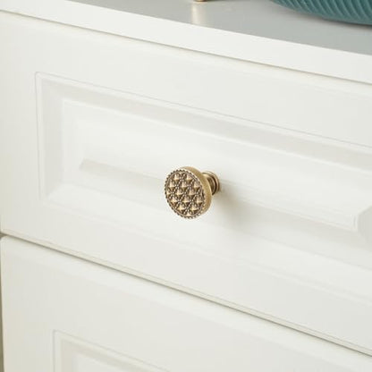 2 Pack Cabinet Knobs, Solid Brass, Studded Motifs Drawer Knobs, Brushed Antique Brass Cabinet Knobs for Kitchen, Bathroom, and Furniture - size: Knob-C