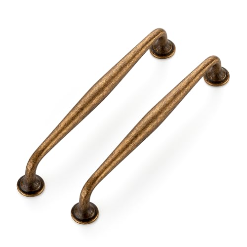 Ravinte Antique Brass Cabinet Handles Solid Pulls 6-1/4 Inch 5 Pack - color: Antique Brass, size: 6-1/4 inches Hole Center