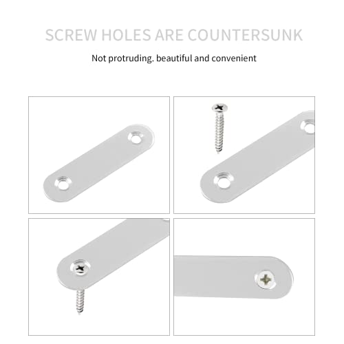 30Pcs Stainless Steel Straight Brace 60mm/2.4" Metal Joining Plates Heavy Duty Flat Mending Bracket Connector - size: 60mm/2.4", 30 Pcs