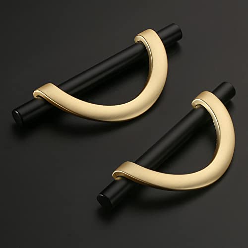 Amerdeco 10 Pack Black Brushed Gold Cabinet Pulls 3.75 Inch(96MM) Hole Centers Kitchen Cabinet Handles Hardware Kitchen Handles for Cabinets Cupboard Handles Drawer Pulls… - color: Black Brushed Gold, size: 3.75"/96MM Hole Center, style: 10 Pack