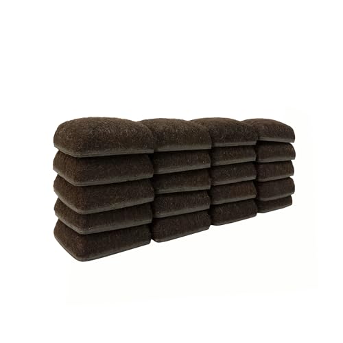 Super Sliders 1 1/4" Square Secure Grip Formed Felt Furniture Movers for Hardwood, Brown (20 Pack)