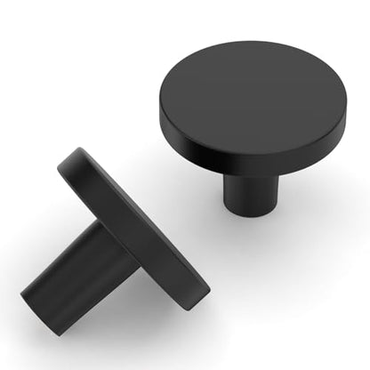 Amerdeco 10 Pack Matte Black Cabinet Knobs Single Hole Cabinet Pulls 1 Inch (30MM) Diameter Round Drawer Knobs and Pulls for Bathroom Cabinets K0021 - color: Matte Black, size: Knobs