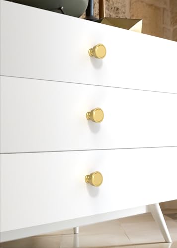 10 Pack Brushed Gold Cabinet Knobs 1-1/5 Inch(30mm) Single Hole Cabinet Pulls Round Kitchen Cabinet Knobs - color: Brushed Gold, size: Single Hole Knob