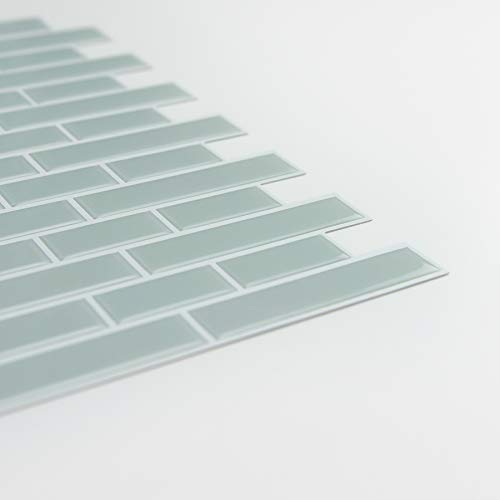 InHome Sea Glass Peel and Stick Backsplash Tiles, Blue, 10.5 in x 10.5 in