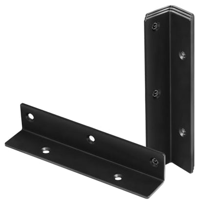 4 Pack 7" Wide Corner Brace, Black L Angle Stringer Hanger Bracket - size: 7"