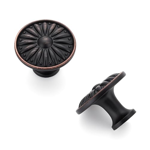 Oil Rubbed Bronze Cabinet Knobs Rosette Drawer Knobs 1-1/4 Inch 10 Pack - color: Oil Rubbed Bronze