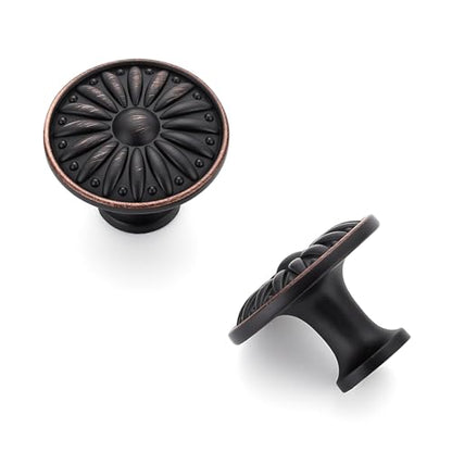 Oil Rubbed Bronze Cabinet Knobs Rosette Drawer Knobs 1-1/4 Inch 10 Pack - color: Oil Rubbed Bronze