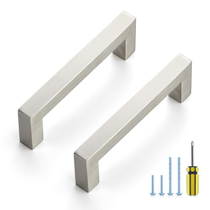 Ravinte Brushed Nickel Square Pulls Cabinet Handles,4 Inch,30 Pack - color: Brushed Nickel, size: 4 Inch Hole Center