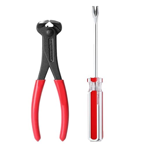 2pcs Upholstery Staple Remover Tool with Nail Puller Pliers Tack Puller Staple Puller, Nail Remover Tool for Furniture Floor Carpet Wall Wooden Case Photo Frame - color: A+2