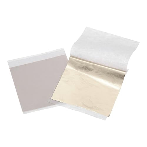 uxcell 100pcs Leaf Sheets, 3.5" x 3.5" Foil Sheets Paper Sheets for DIY Crafts Painting Nails Resin Furniture Decoration(Light Gold) - color: Light Gold