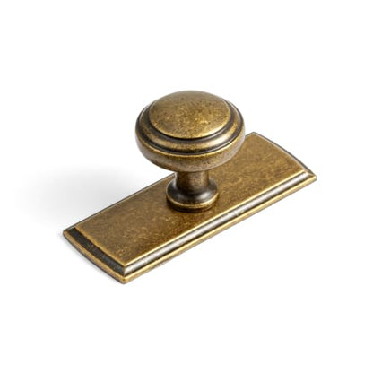 6Pack Champagne Bronze Cabinet Knobs with Backplate Drawer knobs - color: Antique Brass, style: Escutcheon