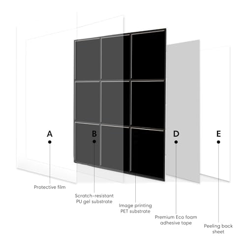 Select 5 Pack Peel and Stick Backsplash Square Tiles, 12x12 in, Black - color: Black, size: Square Shape
