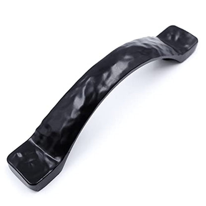 Jetland Arched Hammered Cabinet Pulls - 6-Pack, Flat Black, 3" Hole Centers, Rustic Solid Cast Handle Pulls for Dresser Nightstand Furniture, HT0611076 - color: Flat Black, size: 3 Inch Hole Centers