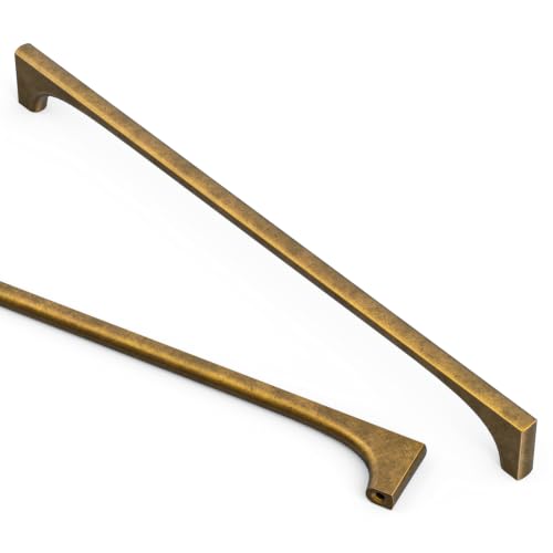 Asidrama 10 Pack 10 Inch(254mm) Brushed Antique Brass Cabinet Pulls Kitchen Cabinet Handles Black Kitchen Cabinet Hardware for Cupboard Drawer 2321 - color: Brushed Antique Brass, size: 10" Hole Center, style: 10 Pack