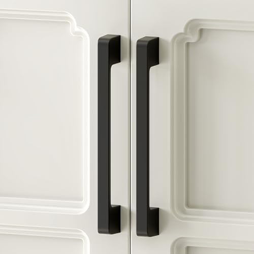 Rergy Cabinet Handles, Matte Black Drawer Pulls, 6.25", 10 Pack - color: Black, size: 6.25"/160MM Hole Center