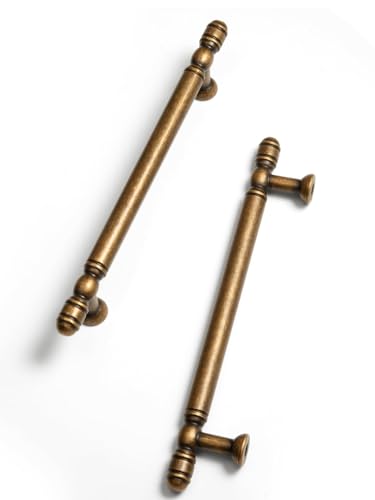 Antique Brass Cabinet Pulls - 5"(128mm) Hole Center Cabinet Hardware,Kitchen Cupboard Bathroom Dresser Pulls Classic Vintage Drawer Handles (10, Antique Brass, 5"(128mm) Hole Centers) - size: 5"(128mm)Hole Centers