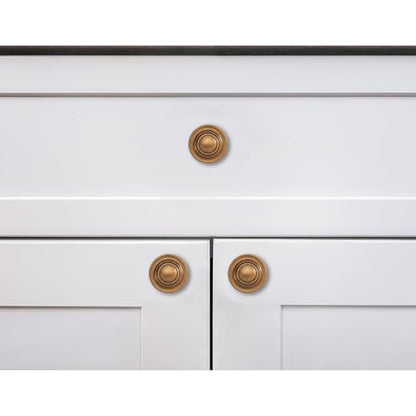 khtumeware 4 Pack Large 1-3/4 Inch Cabinet Knob, Metal Zinc Alloy Handle, Antique Brass Drawer Handle, Bifold Closet/Wardrobe/Cabinet/Bathroom Cabinet Door Knobs, Durable - color: Antique Brass, size: 1-3/4 Inch Diameter-Knob