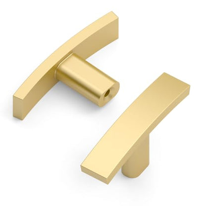 Amerdeco 10 Pack Brushed Gold Cabinet Knobs Single Hole Cabinet Handles 2 Inch Solid Zinc Alloy Cupboard Drawer Knobs Kitchen Cabinet Knobs T Bar Hardware ZH0003 - color: Brushed Gold, size: Knobs